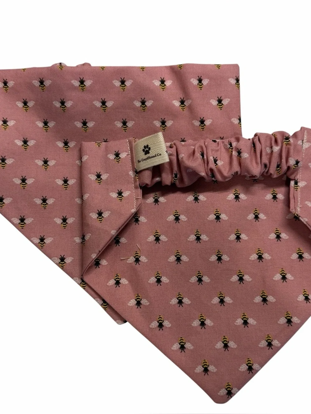Handmade Rose Pink Busy Bee Scrunchie Dog Bandana - See Size Chart in Photos